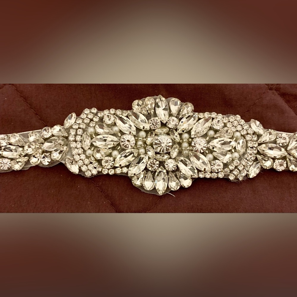 Bridal belt wedding dress rhinestone silver ivory bride to be bridesmaid shower
